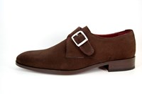 Monk Strap Shoes - brown suede in large sizes