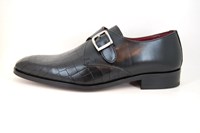Single Monk Straps -Black Croco Leather in large sizes