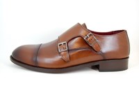 Double Buckle Shoes men's - brown leather in small sizes