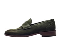 Men's shoes slip-on - dark green suede