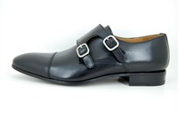 Double Monk Straps - black leather in small sizes