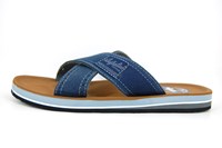 Mens leather slippers - blue in small sizes