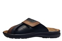 Leather slippers crotch strap -black and brown