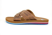 Leather mens slippers - brown
