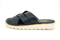 Leather Cross Strap Slippers Gents - black in large sizes