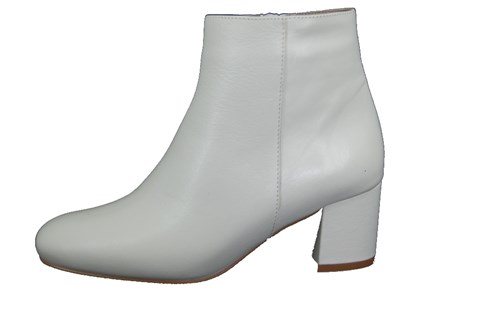 White  Ankle Boots Block Heel