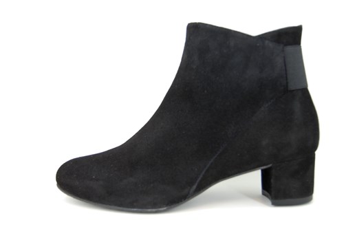 Black Soft Suede Short Boots with Low Heels