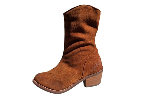 Cowboy Boots with Heel and Zipper - brown suede