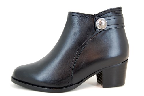 Black Leather Ankle Boots with Heels