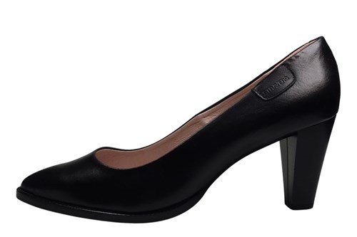 Pump with elegant block heel - black leather