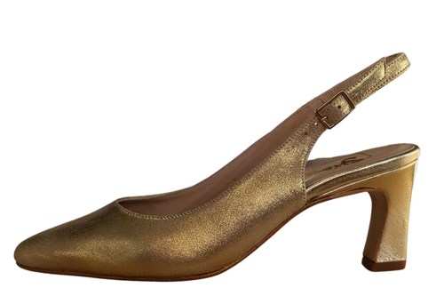 Slingback pumps with trendy heel -gold nubuck