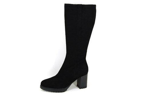 Block Heel Long Boots with Profile Sole - black