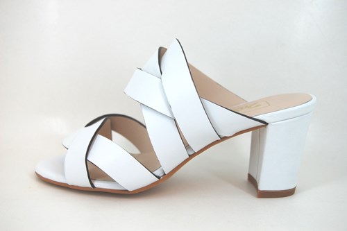 Exclusive Mule Sandals with Heels - white leather