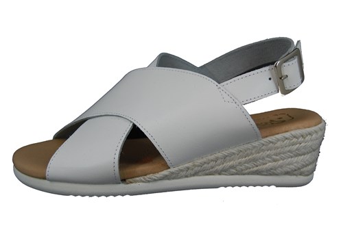 Wedge crossband sandals white