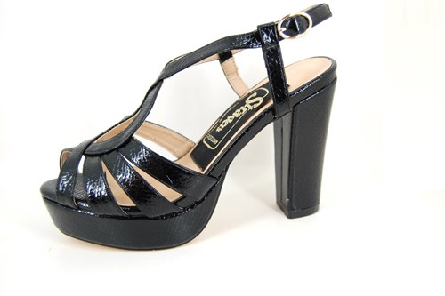 High Heeled Platform Sandals - black