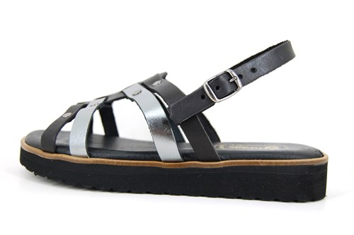 Stravers ladies sandals - black silver