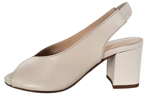 Peeptoe Slingback with blockheel - cream whith leather