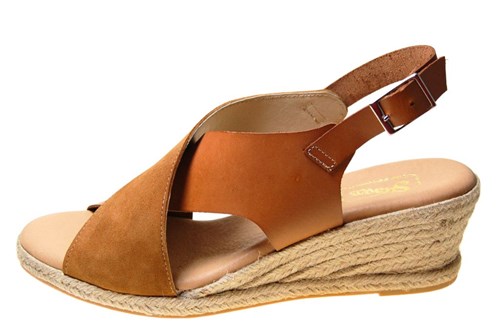 Espadrilles duostrap leather and suede - brown