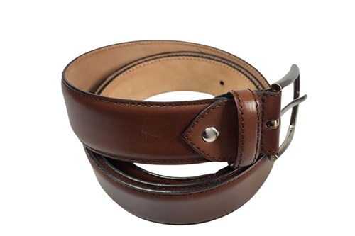 Leather mens belt - cognac