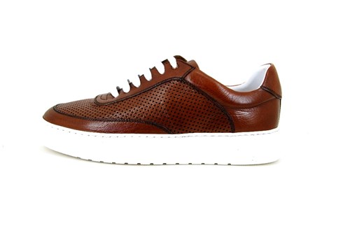 Luxury Leather Lace-up Sneakers - brown