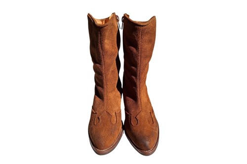 brown suede western booties