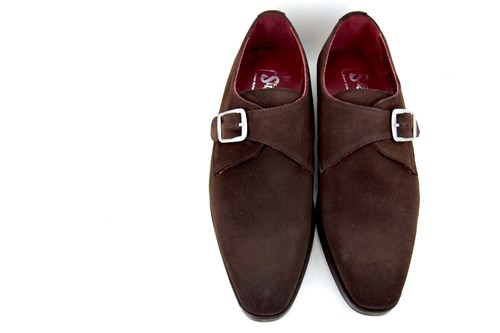 suede single monk strap shoes