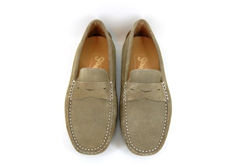 Mens suede mocassins - beige | Small Size | Loafers | Stravers Shoes