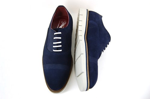 Semi casual shoes - blue suede | Small Size | Dress Shoes | Stravers Shoes
