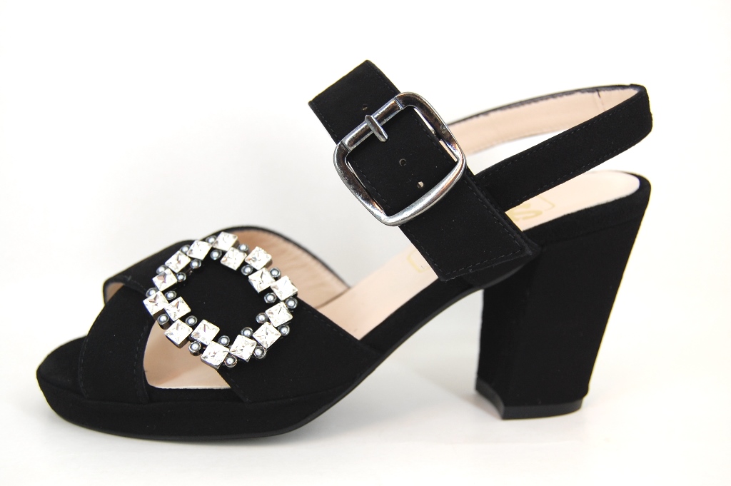 Designer Sandals with Heels - black 