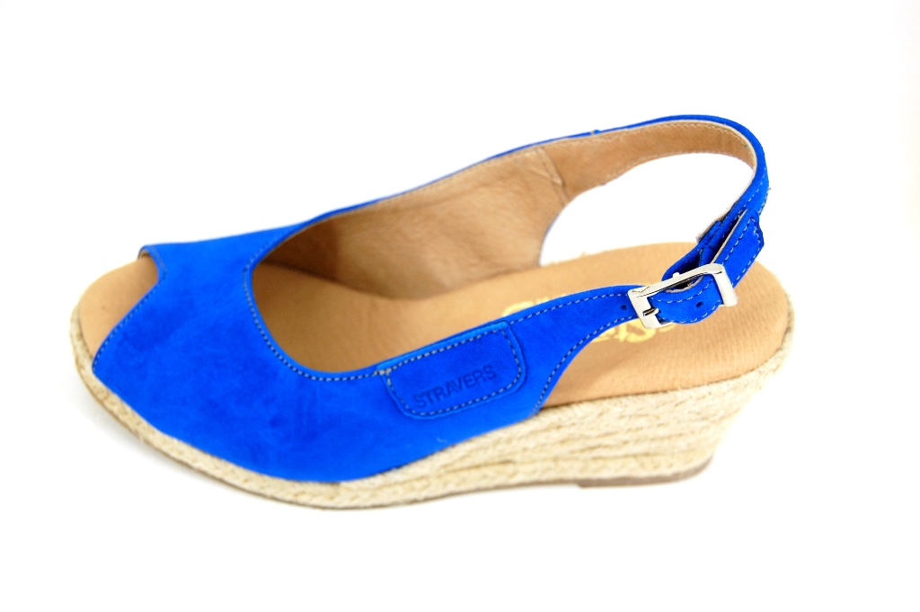 Peeptoe Espadrilles Sandals Wedges - blue | Large Size | Stravers Shoes