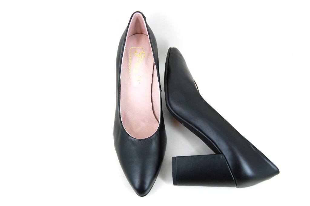 Black Pumps leather Block Heel | Small Size | Pumps | Stravers Shoes